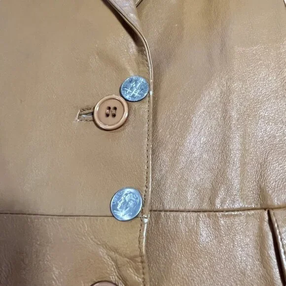 Vintage Bagatelle Leather Mid Century Carmel Tan Jacket Ladies MED